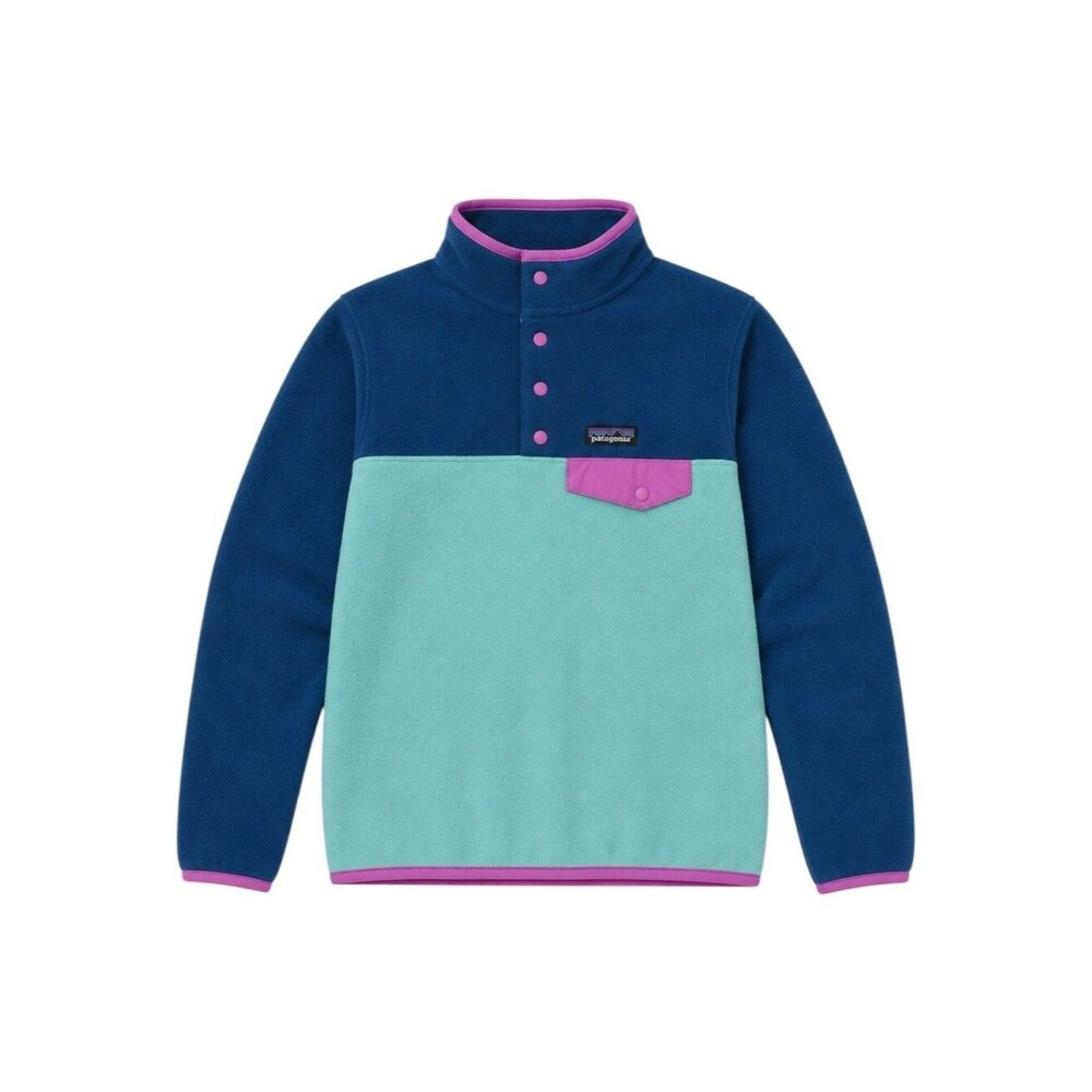 Patagonia Synchilla Snap-T Howling Turquoise Colorblock Fleece Jacket Small S